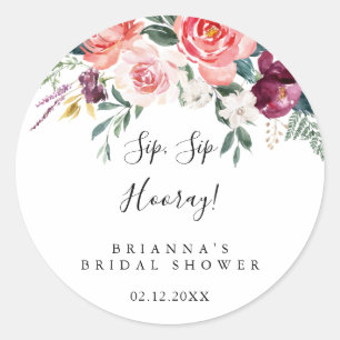 Pegatina Redonda Despedida de Soltera Tropical de Colores Brillante