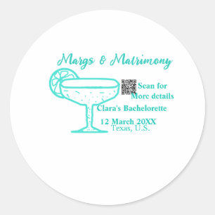 Pegatina Redonda Despedida de soltera Turquoise Margs & Matrimony