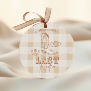 Pegatina Redonda Despedida de soltera Western Last Rodeo