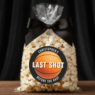 Pegatina Redonda Despedida de soltero de baloncesto último disparo 