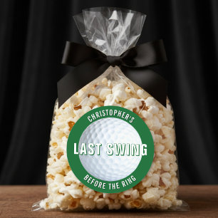 Pegatina Redonda Despedida de Soltero de Golf Último Swing Antes de