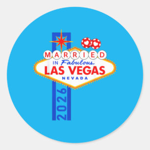 Pegatina Redonda Despedida de soltero en Las Vegas se casó en Las V