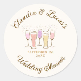 Pegatina Redonda Despedida de Solteros con Torta de Boda