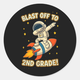 Pegatina Redonda Despegar astronauta de 2do grado Dab genial de vue