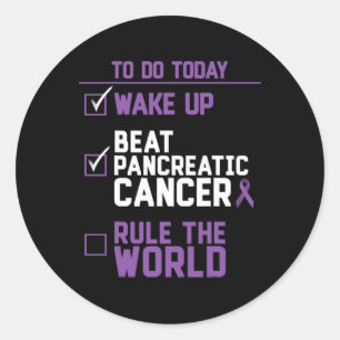 Pegatina Redonda Despierta derrota a la regla del cáncer pancreátic