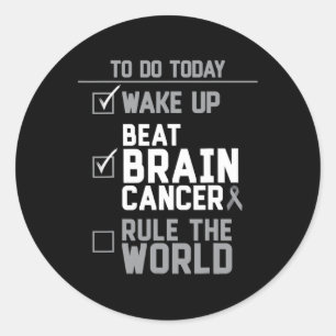 Pegatina Redonda Despierta derrota al cáncer de cerebro en el mundo
