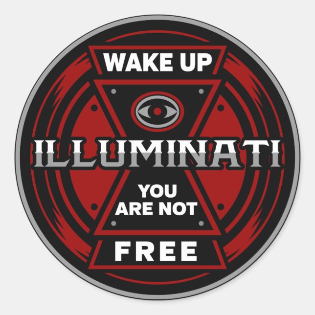 Pegatina Redonda Despierta No Eres Libre Illuminati (Anverso)