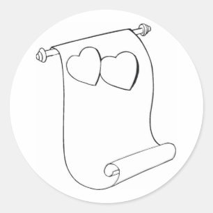 Pegatina Redonda Desplazarse con corazones