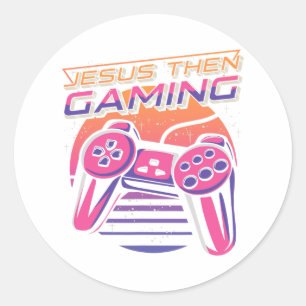 Pegatina Redonda Después, videojuego de jugadores cristianos