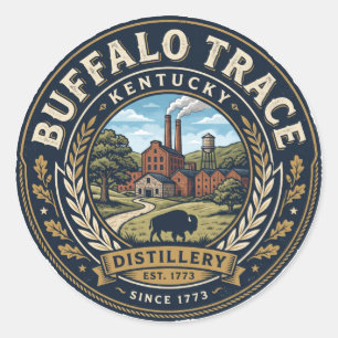 Pegatina Redonda Destilería Buffalo Trace Kentucky