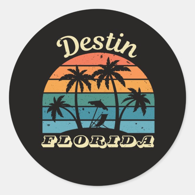 Pegatina Redonda Destin Florida  (Anverso)