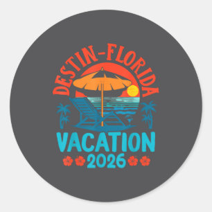 Pegatina Redonda Destin Florida 2026 Vacaciones Familiares Playa Ve