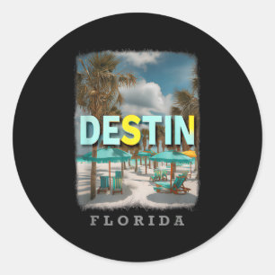 Pegatina Redonda Destin Florida Fl Beach Paradise Sd533