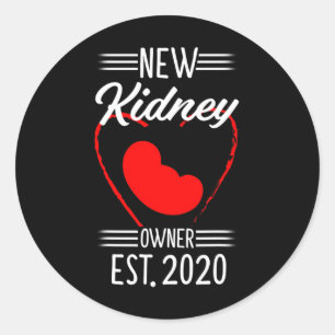 Pegatina Redonda Destinatario del trasplante renal 2020 Órgano