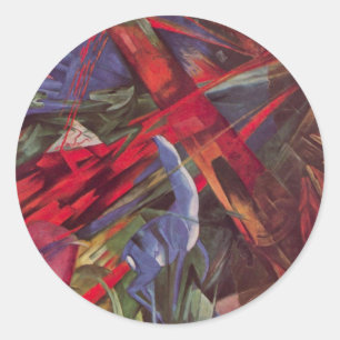 Pegatina Redonda Destinos Animales de Franz Marc, Arte Cubista Anti