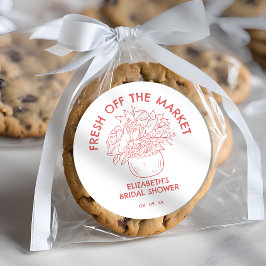 Pegatina Redonda Destitución de la mano recién sacada del mercado C