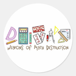 Pegatina Redonda Destrucción De Armas De Matemáticas