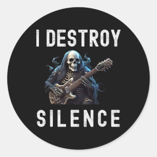 Pegatina Redonda Destruyo Silence Ghost Guitar Funny Guitar