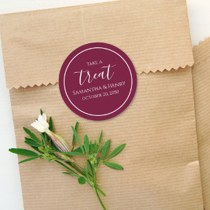 Pegatina Redonda Detalle de boda Borgoña Personalizado