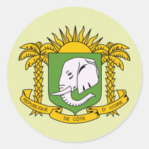 Pegatina Redonda Detalle del escudo de armas Cote Divoire