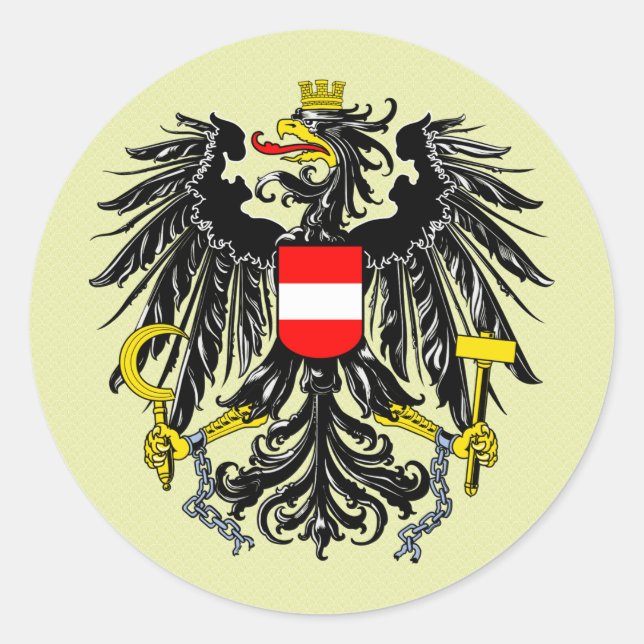 Pegatina Redonda Detalle del escudo de armas de Austria (Anverso)