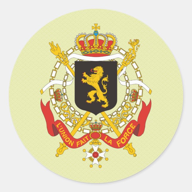 Pegatina Redonda Detalle del escudo de armas de Bélgica (Anverso)