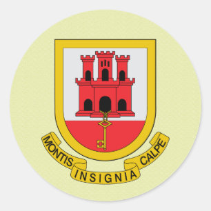 Pegatina Redonda Detalle del escudo de armas de Gibraltar