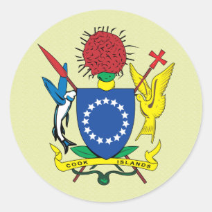 Pegatina Redonda Detalle del escudo de armas de las Islas Cook
