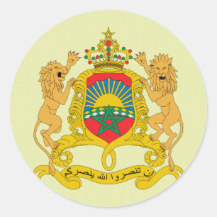 Pegatina Redonda Detalle del escudo de armas de Marruecos