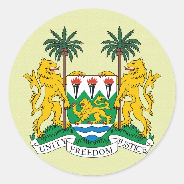 Pegatina Redonda Detalle del Escudo de Armas de Sierra Leona (Anverso)
