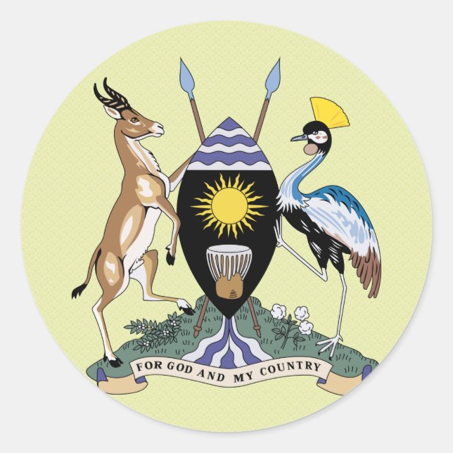 Pegatina Redonda Detalle del escudo de armas de Uganda (Anverso)