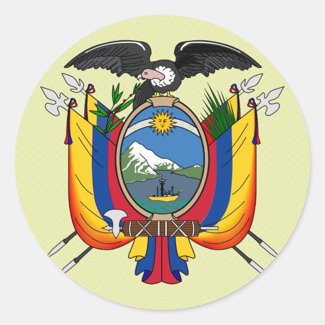 Pegatina Redonda Detalle del escudo de armas del Ecuador (Anverso)