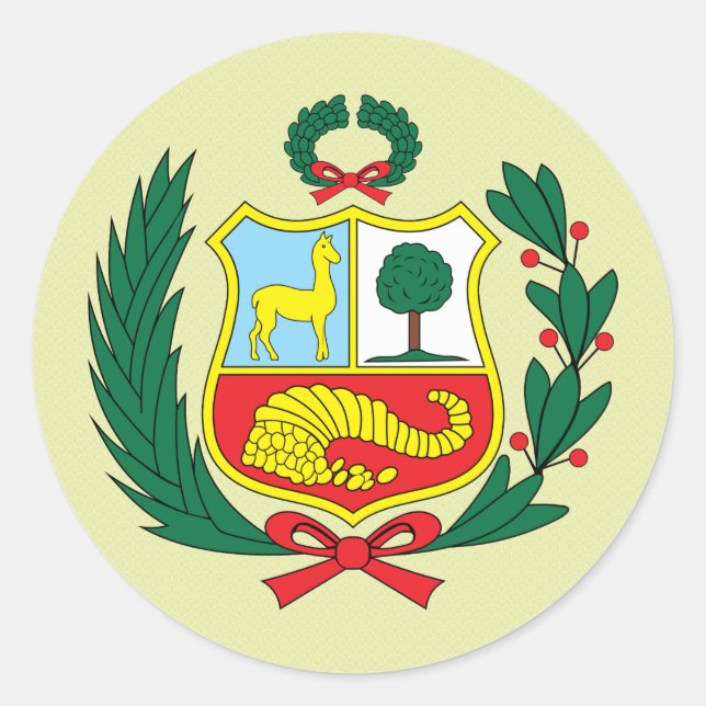 Pegatina Redonda Detalle del escudo de armas del Perú (Anverso)