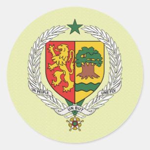 Pegatina Redonda Detalle del escudo de armas del Senegal