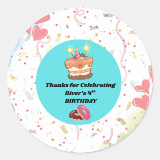 Pegatina Redonda Detalle personalizado para fiesta de cumpleaños nú