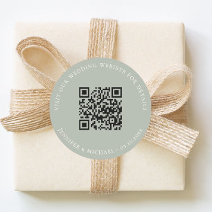 Pegatina Redonda Detalles de información QR del sitio web de boda r