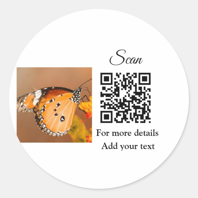 Pegatina Redonda Detalles simples de nombres de animales Código QR  (Anverso)