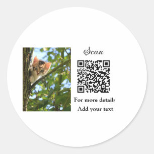 Pegatina Redonda Detalles simples de nombres de animales Código QR 