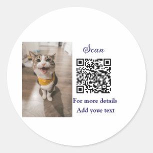Pegatina Redonda Detalles simples de nombres de animales Código QR 
