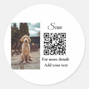 Pegatina Redonda Detalles simples de nombres de animales Código QR 