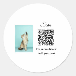 Pegatina Redonda Detalles simples de nombres de animales Código QR