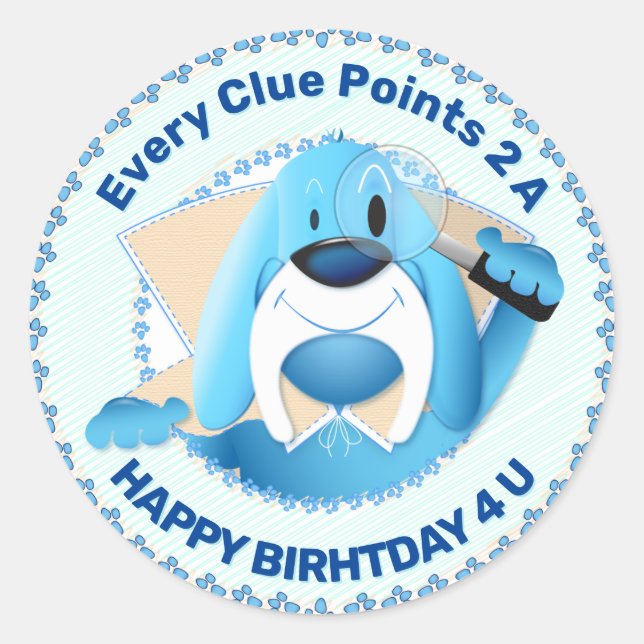 Pegatina Redonda Detective del Personalizado de Perro del Cuello Az (Anverso)