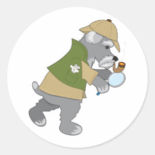 Pegatina Redonda Detective Schnauzer