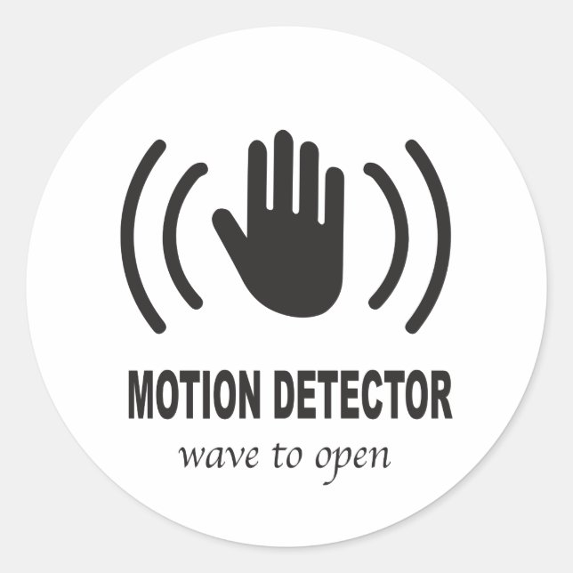 Pegatina Redonda Detector de movimiento con icono de mano (Anverso)