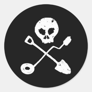 Pegatina Redonda Detectorist Skull - Sondengänger cráneo