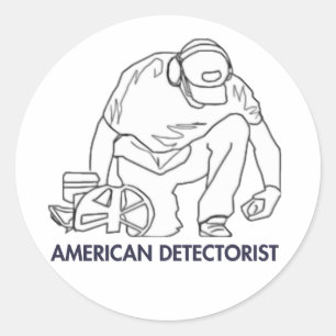 Pegatina Redonda Detectorista americano
