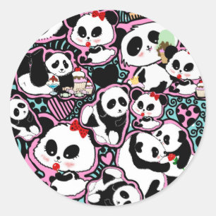 Pegatina Redonda ¡Detén El Panda! Panda Doodles