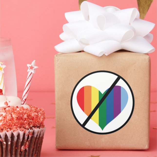 Pegatina Redonda Detener el amor arcoiris (Fiesta)