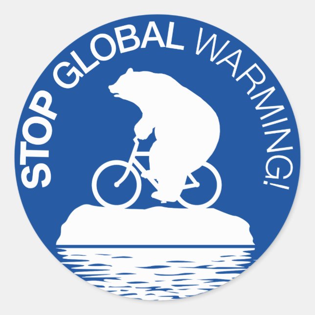 Pegatina Redonda Detener el calentamiento global: Pegatinas en bici (Anverso)