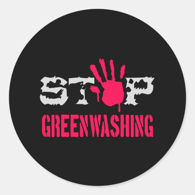 Pegatina Redonda Detener el Greenwash (Anverso)